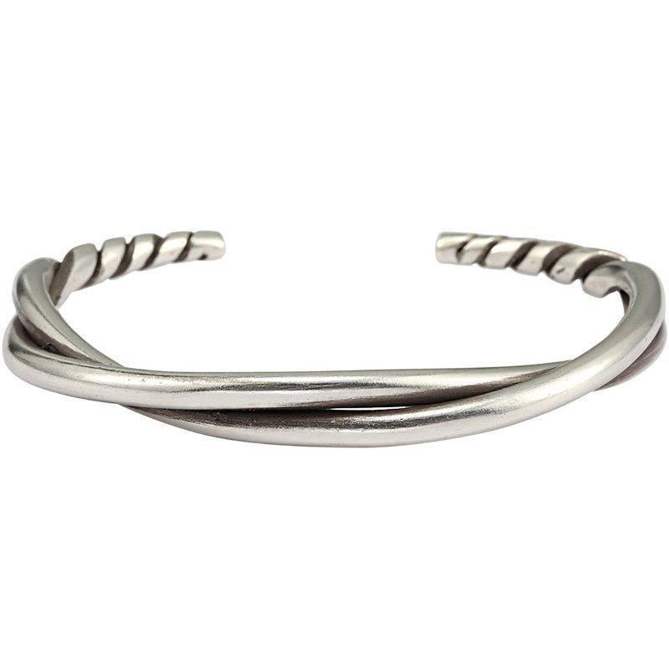 Handmade Twisted Wire Bracelet Men's Trendy Retro Pure Silver Open Bracelet Niche Design Jewelry - V.I.P Digital Presence
