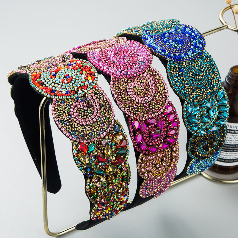 Hair Hoop Fashion Trend Color Rhinestone Head Hoop Luxury Wide Side Heavy Industry Party Hair Accessories Head Hoop - V.I.P Digital Presence
