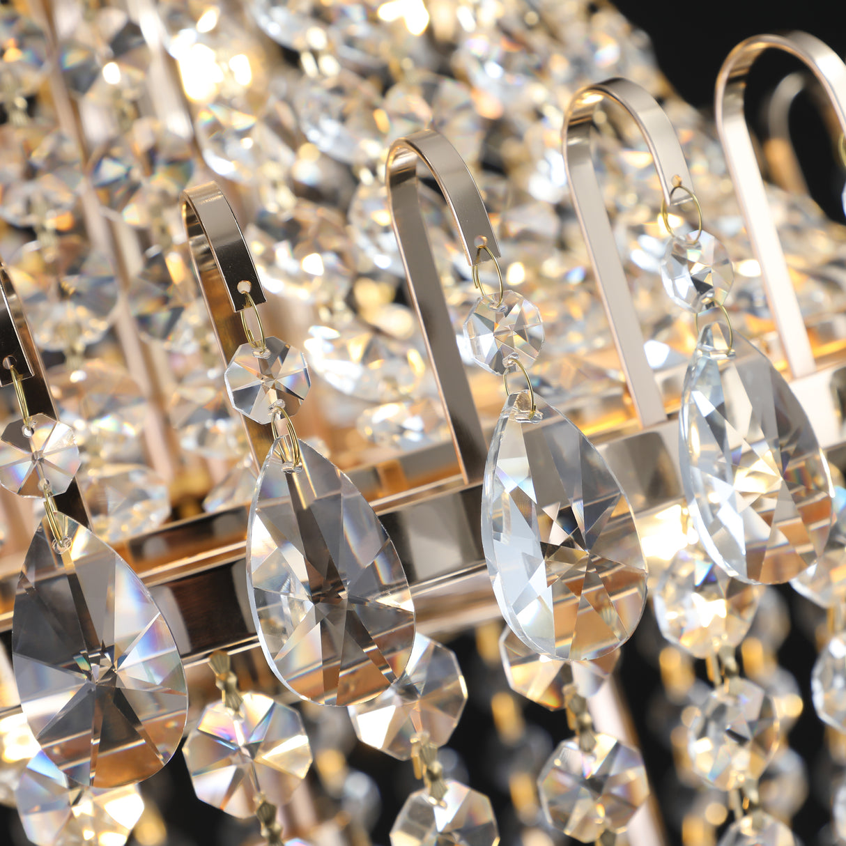 Golden crystal pendant light, large modern luxury ceiling lighting (without light bulbs) - V.I.P Digital Presence