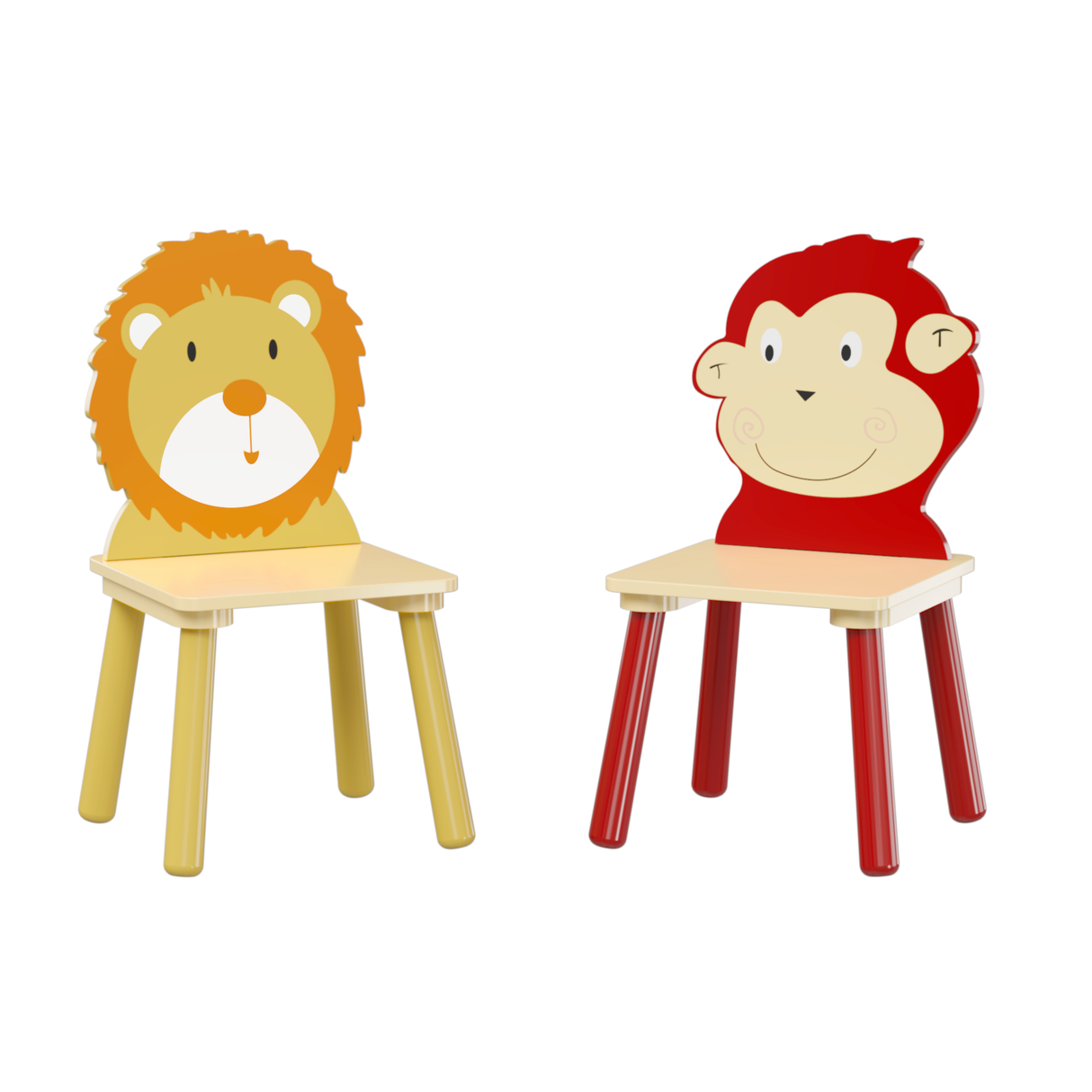 Kids Table and 2 Chairs Set 3 Pieces Toddler Table and Chair Set Wooden Activity Play Table Set (Lion&Monkey) - V.I.P Digital Presence