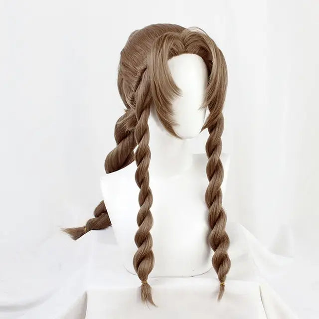 Aerith Gainsborough Wig FF VII 7 Remake Cosplay Brown Braid Long Heat Resistant Synthetic Hair Halloween Costume + Free Wig Cap - V.I.P Digital Presence