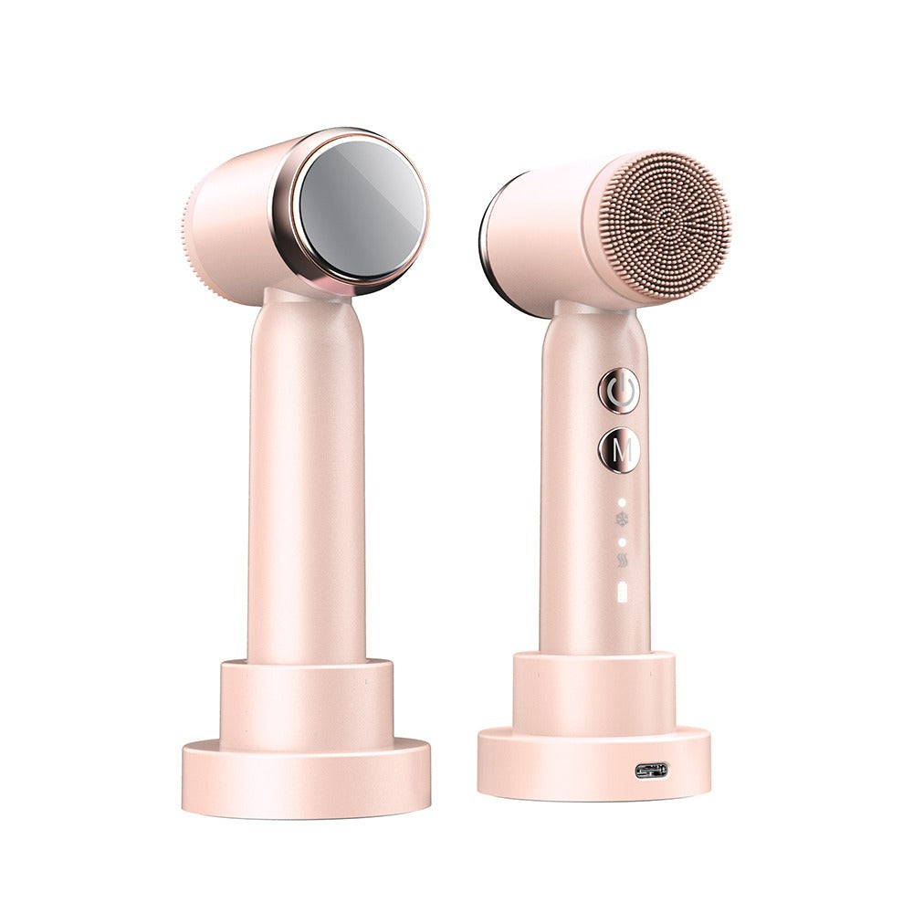 6-In-1 Hot And Cold Facial Cleanser Display Cleansing Brush Ultrasonic Facial Cleanser Pore Cleaning Silicone Beauty Instrument - V.I.P Digital Presence