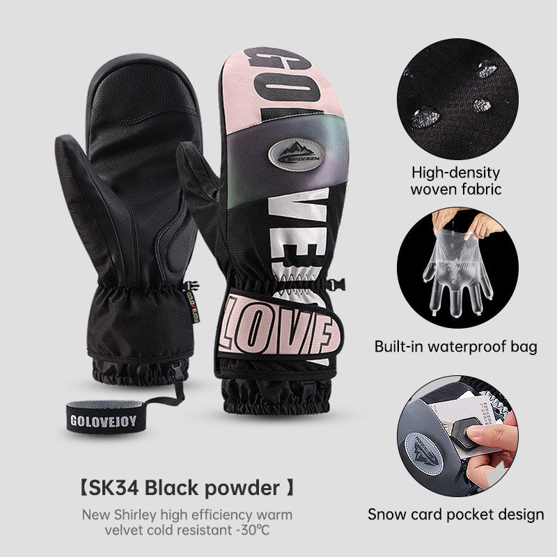 Winter warm ski gloves waterproof outdoor plush thickened windproof touch screen veneer gloves - V.I.P Digital Presence