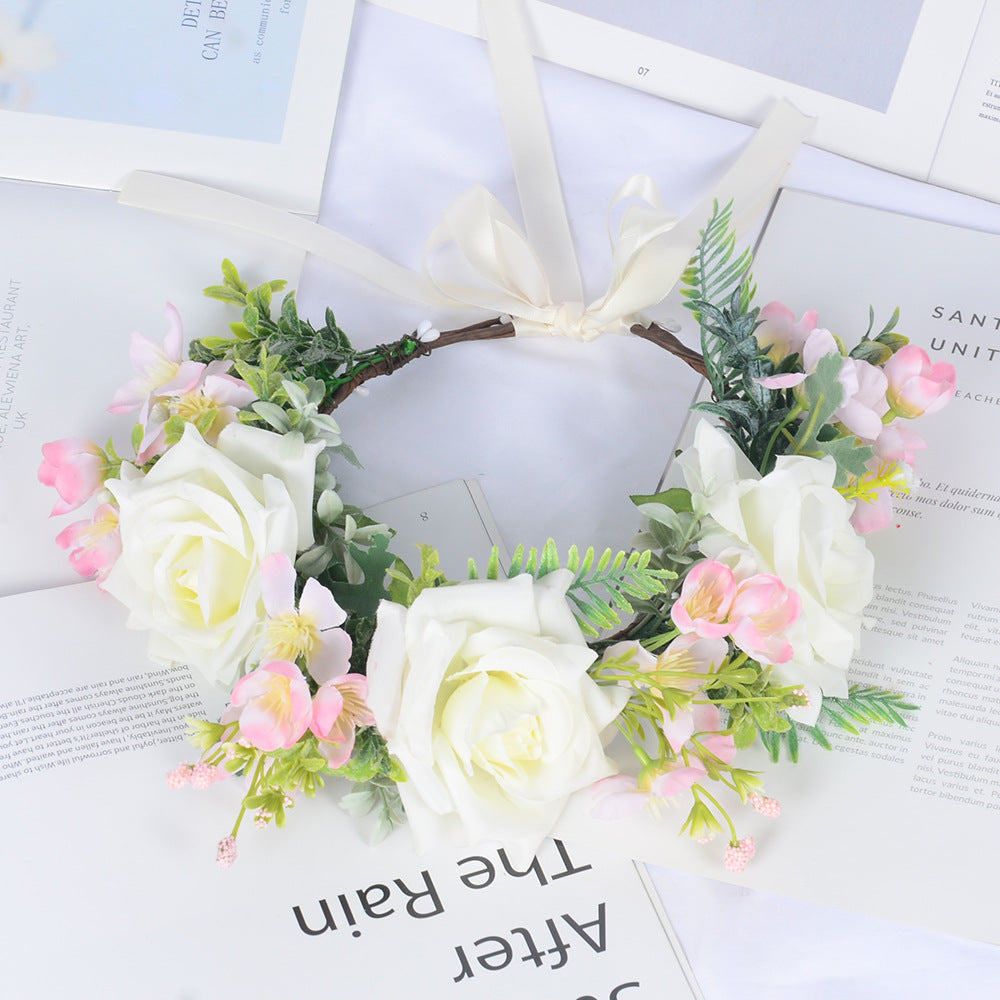 Super Fairy Girl Bride Scenic Area Photography Flower Wreath Hair Accessories Handmade Silk Flower Wreath Headwear - V.I.P Digital Presence