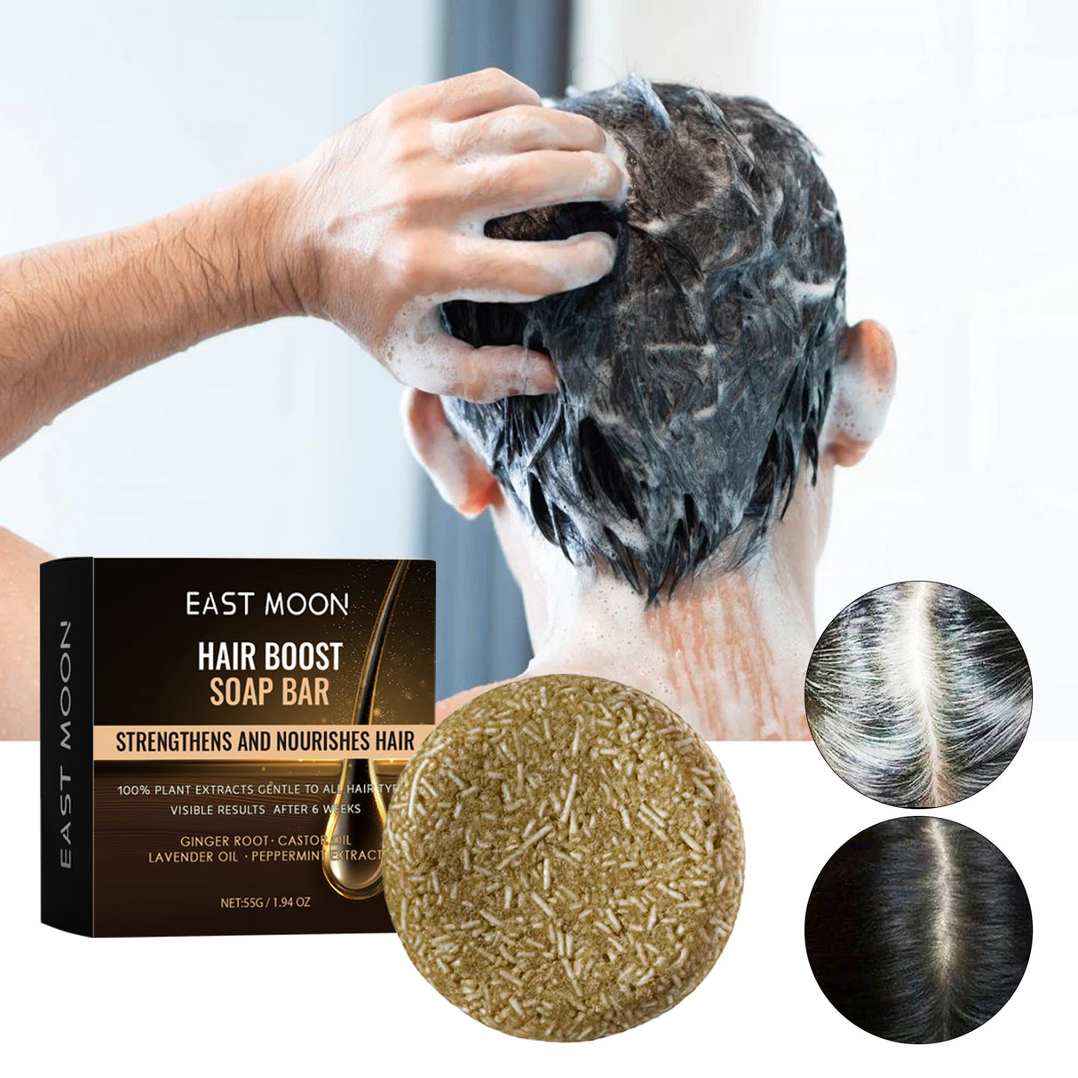 Root Activator Soap Bar, Hair Nourishing And Moisturizing Clean And Smooth Hair Roots Natural Black Thick Hair Care Shampoo Soap - V.I.P Digital Presence