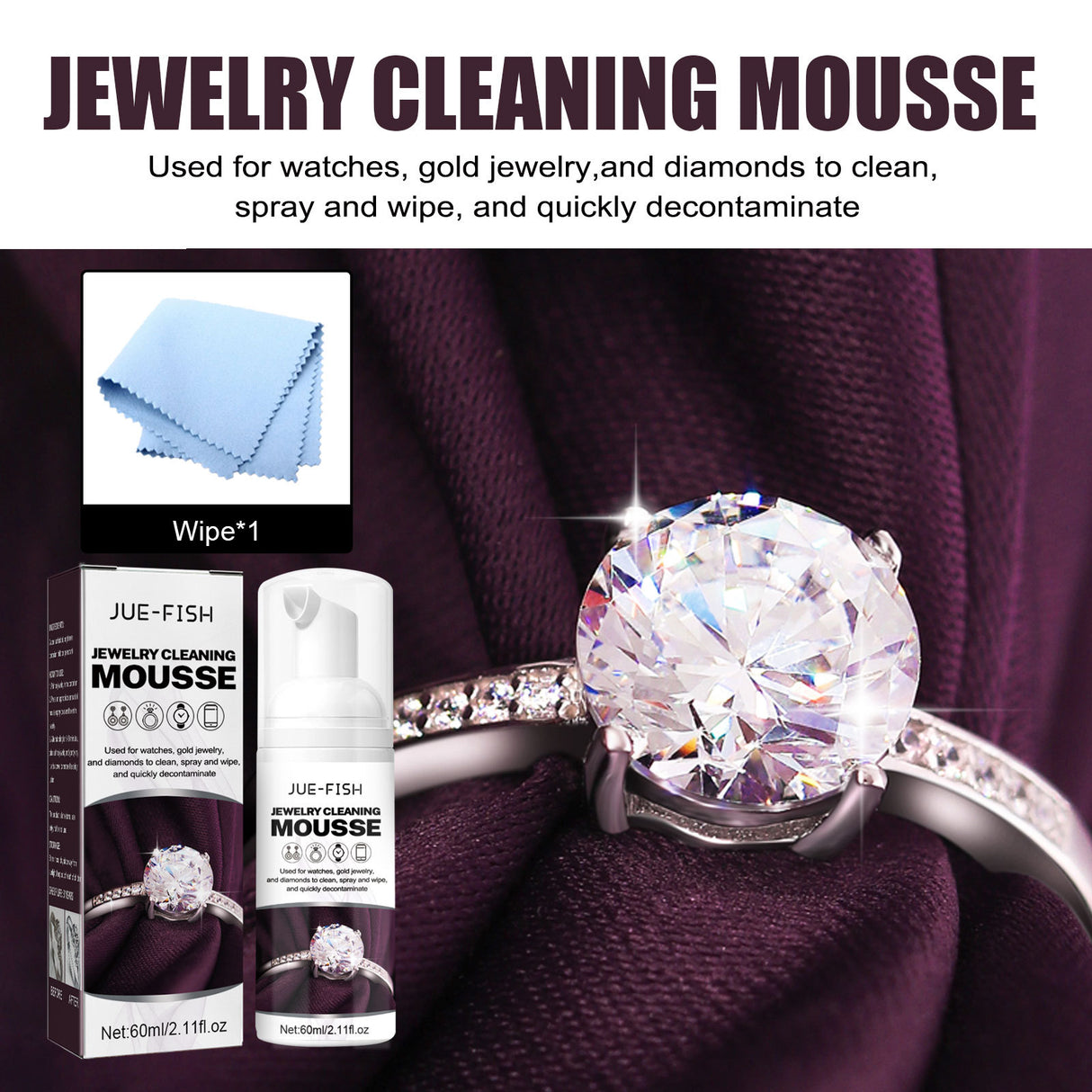 Jewelry Cleaning Mousse, Watch Band Cleaning Liquid Gold Diamond Ring Jewelry Decontamination Maintenance Cleaning Agent - V.I.P Digital Presence