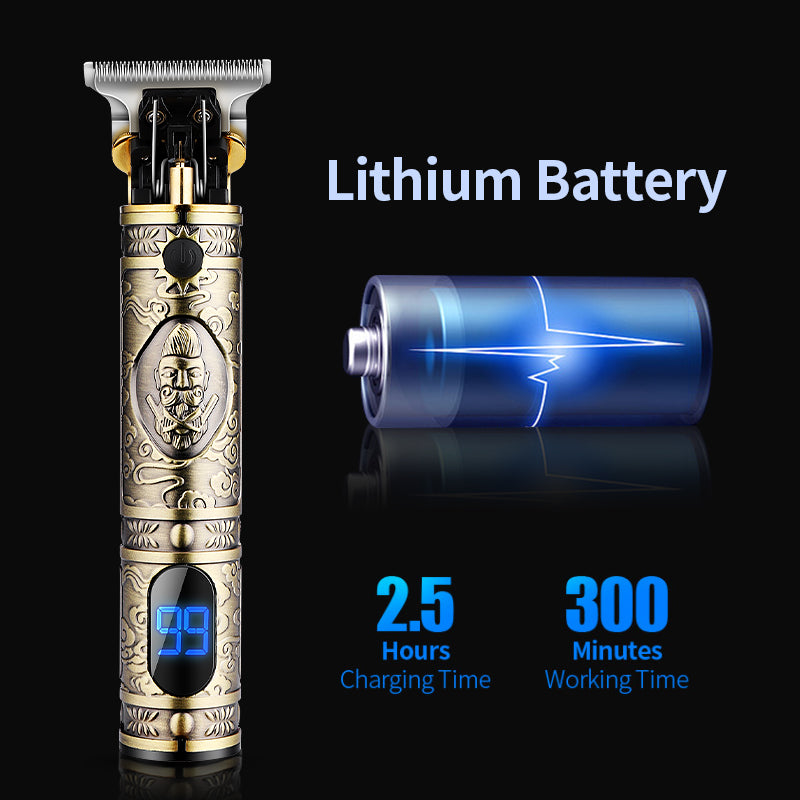 Electric Hair Clipper T9 Multi Accessory LCD Rechargeable Retro Oil Head Engraving Electric Hair Clipper - V.I.P Digital Presence