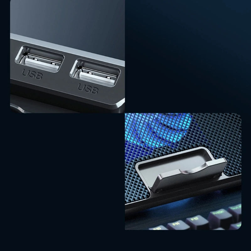 New Laptop Cooler Laptop Cooling Pad Notebook Gaming Cooler Stand with 6 LED Fan 2 USB Ports Phone Holder for 15.6in Laptop - V.I.P Digital Presence