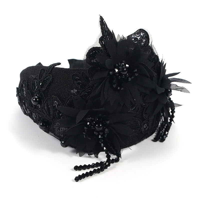 Hand embroidered three-dimensional simulation crystal flower headband pearl headband - V.I.P Digital Presence