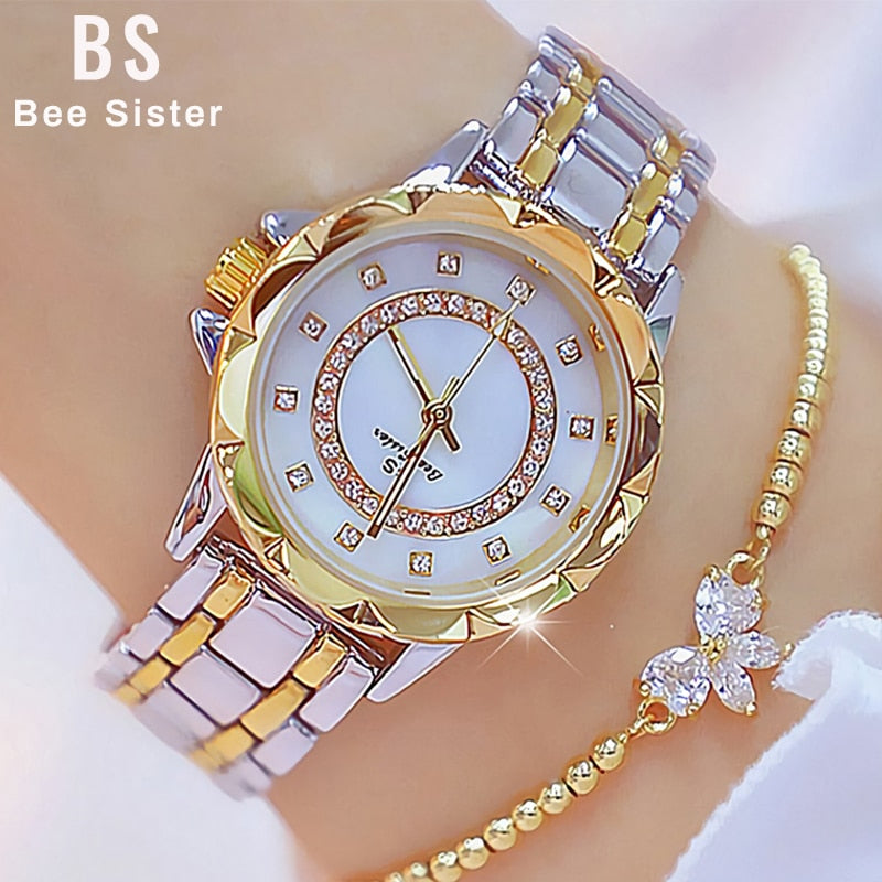 Diamond Women Luxury Brand Watch Rhinestone Elegant Ladies Watches Gold Clock Wrist Watches For Women Relogio Feminino - V.I.P Digital Presence