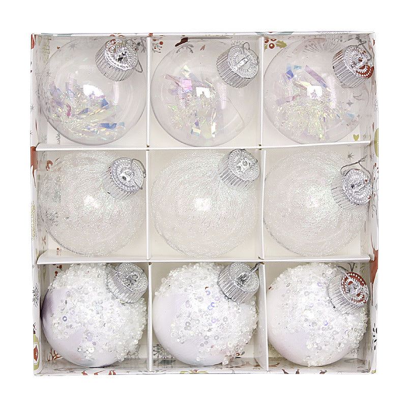 Christmas balls, silk balls, winding balls, painted balls, 8cm, 9pcs, boxed Christmas decorations - V.I.P Digital Presence