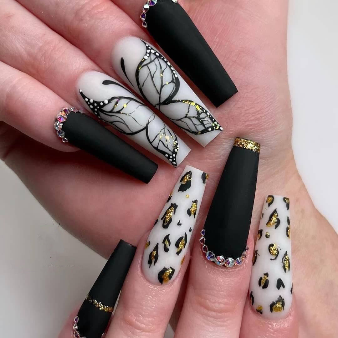 Butterfly Wearing Leopard-Print Nail Piece Scrub Manicure Wearing Nail Patch With Drill Nail Patch - V.I.P Digital Presence