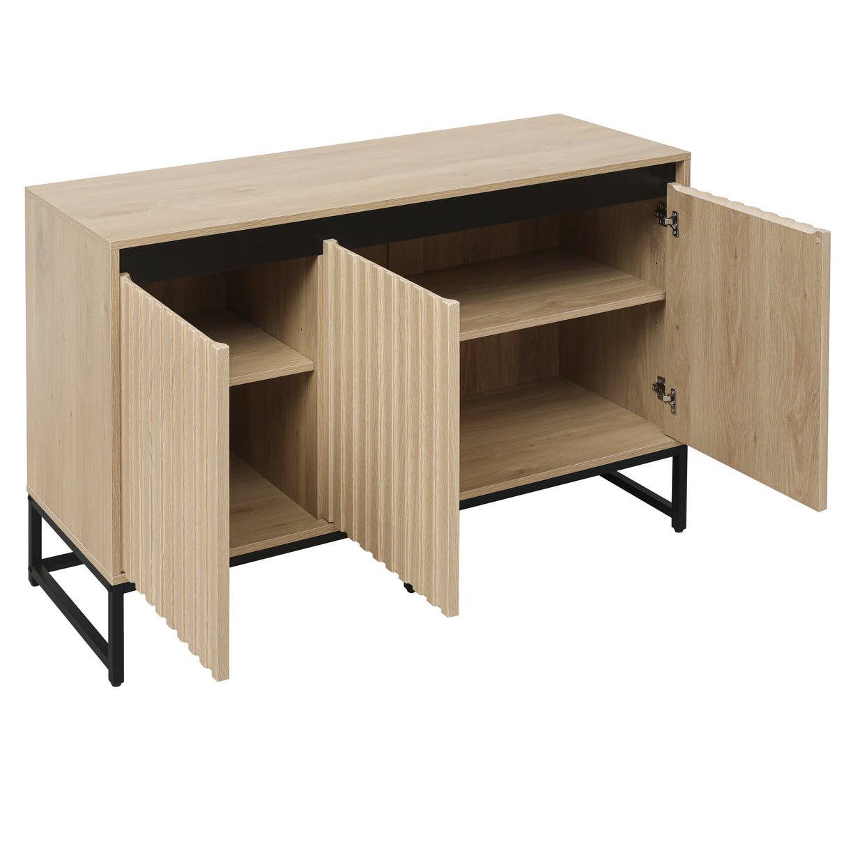 Engraved 3-door side panel with LED, self-service cabinet storage cabinet, modern coffee bar cabinet with adjustable shelf - V.I.P Digital Presence