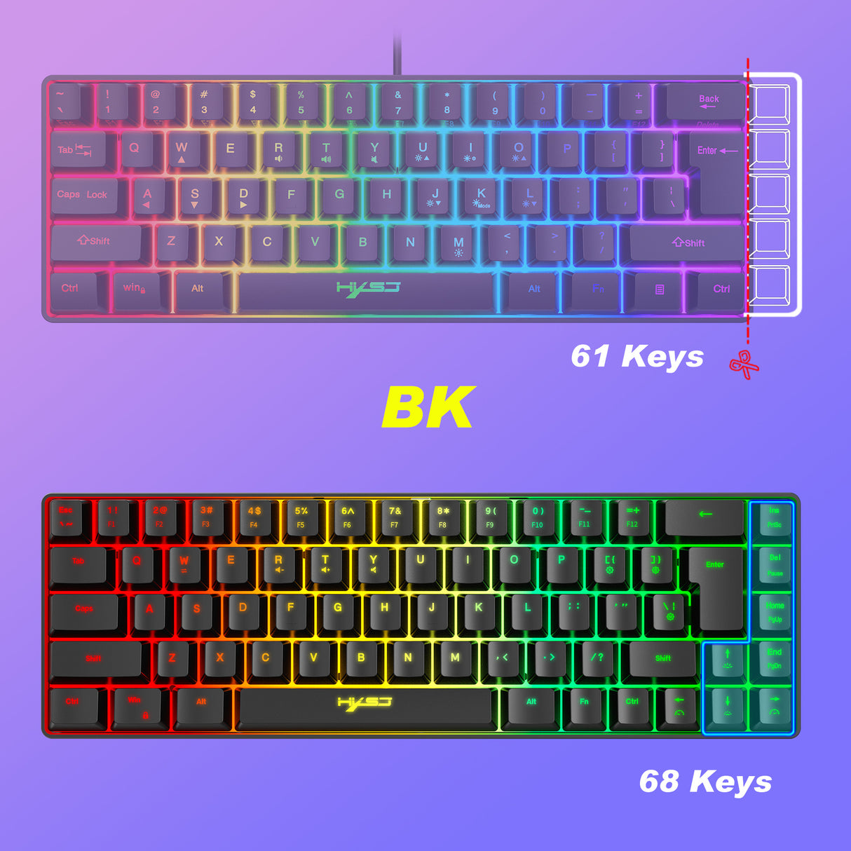 60% Mini 68 Key Mechanical Texture Film Gaming Keyboard ABS Material RGB Backlit Mini Portable Keyboard - V.I.P Digital Presence