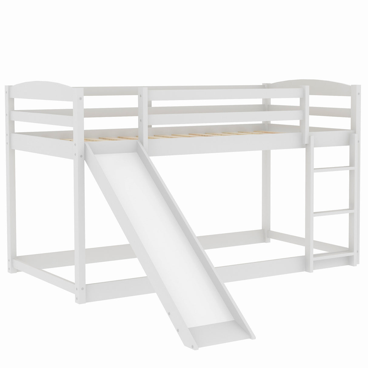 Twin over Twin Bunk Bed with Convertible Slide and Ladder White