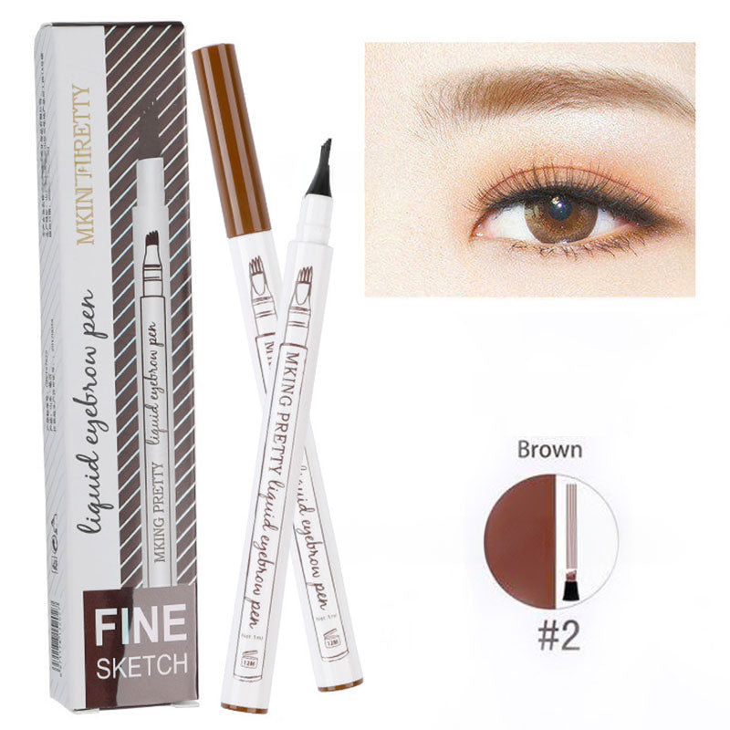 Makeup Micro Sculpture Fine Grain Eyebrow Pen Four Fork Eyebrow Pen Anti Sweating and Non Staining Liquid Eyebrow Pen Four Head - V.I.P Digital Presence