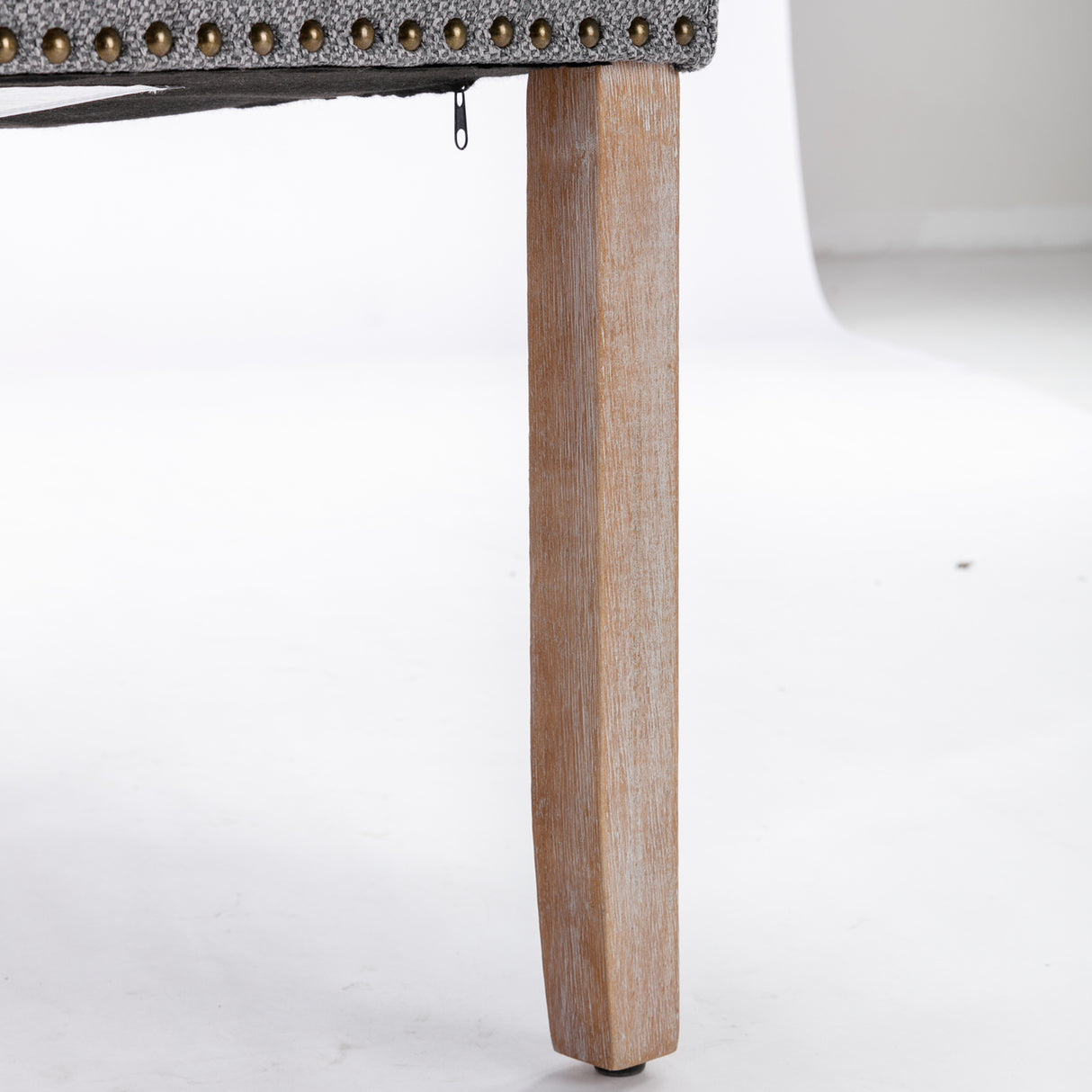 High-end Tufted Solid Wood Contemporary Flax Upholstered Linen Dining Chair with Wood Legs Nailhead Trim 2-Pcs Set Gray