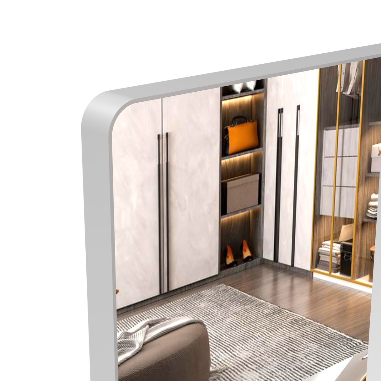 Large bathroom mirror with movable tray wall mounted mirror, vertically and horizontally suspended aluminum frame wall mounted m - V.I.P Digital Presence