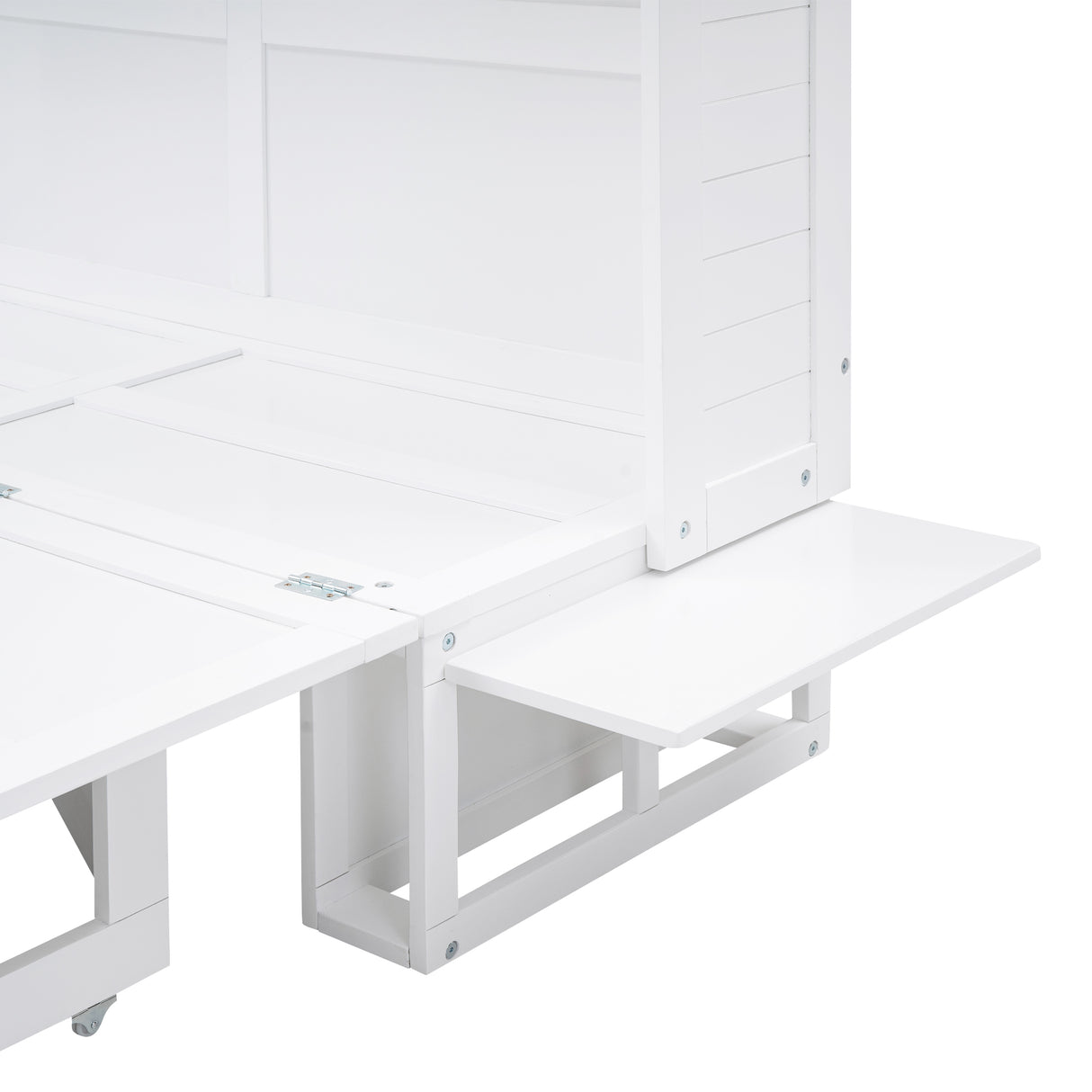 ueen Size Murphy Bed with Bookcase, Bedside Shelves and a Big Drawer, White