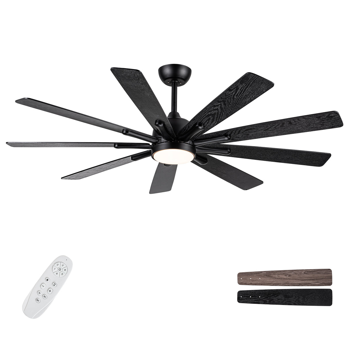 Mordern Farmhouse 62 In Black Ceiling Fan with Smart App and Remote Control - V.I.P Digital Presence