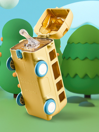 500ml Bus Car Children's Straw Water Cup Tritan Cute Plastic Cup Portable Outdoor Bouncing Lid Cup - V.I.P Digital Presence