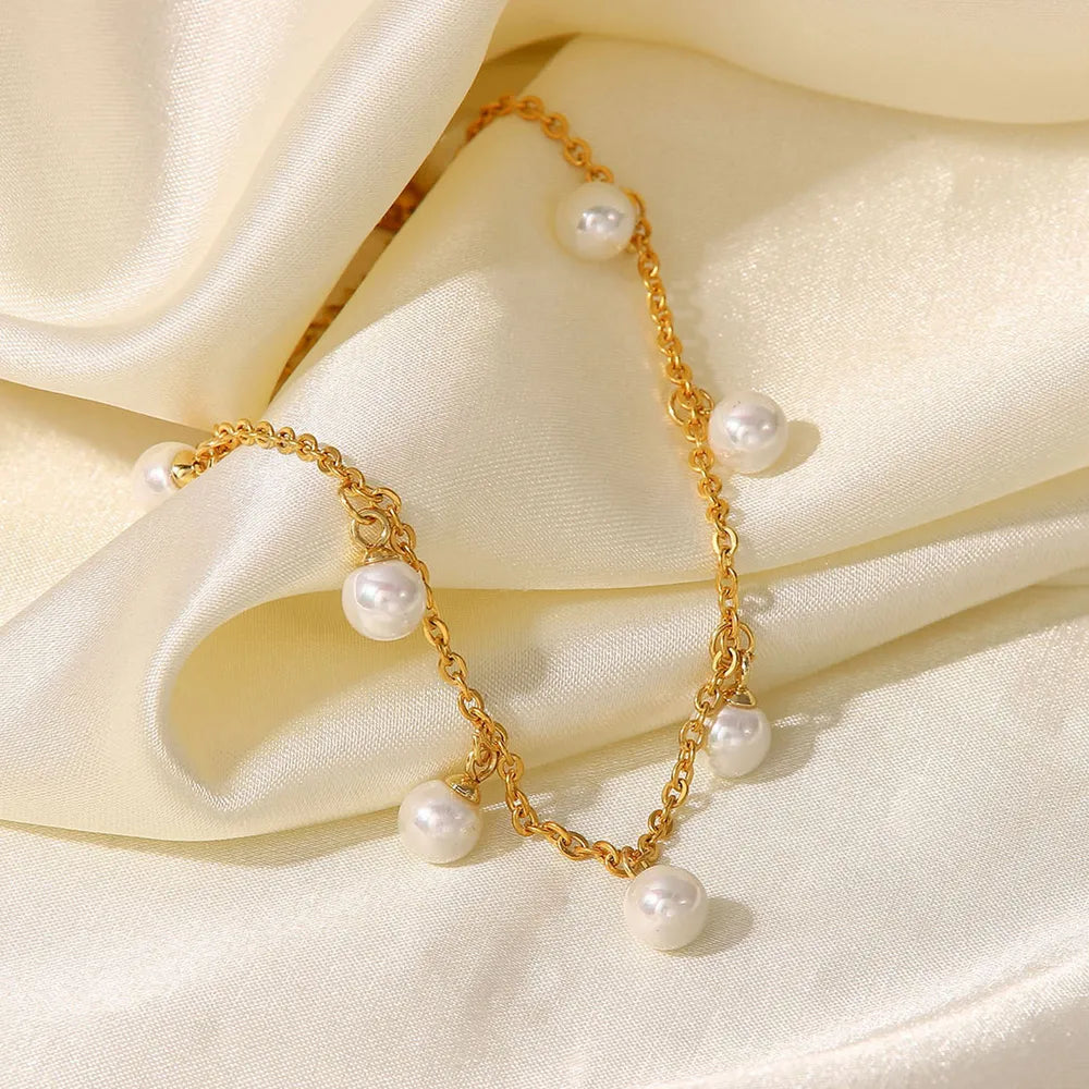 Pearl 18K Gold-Plated Charm Anklet - V.I.P Digital Presence