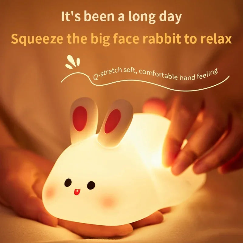 Silicone Night Lights Cute Rabbit Patting Lamp Rechargeable Timing Sleeping Night Lamp Holiday Party Decor Kids Gift Night Light - V.I.P Digital Presence