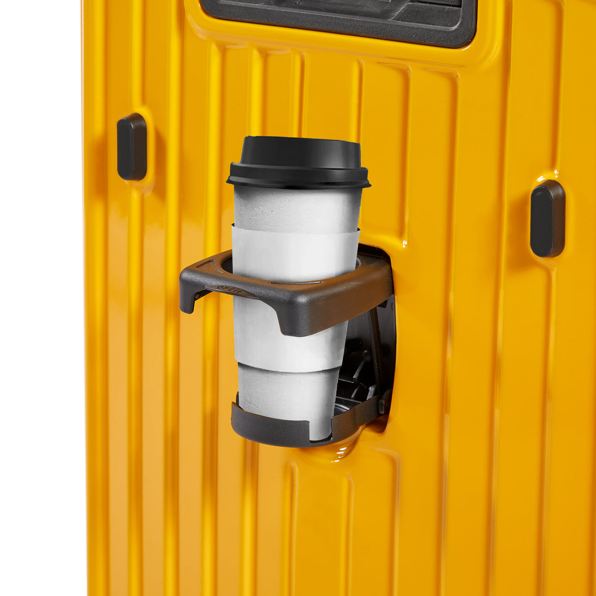 Luggage Set 4 pcs (20"/24"/29"/Travel Bag), PC+ABS Durable Lightweight Luggage with Collapsible Cup Holder TSA Lock, Yellow