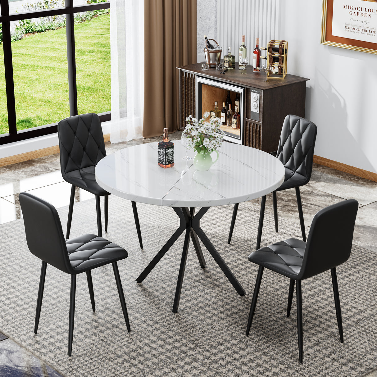 Dining Chairs Set of 4, Modern Kitchen Dining Room Chairs, PU Dining Chair Upholstered Cushion Seat and Sturdy Metal Legs - V.I.P Digital Presence