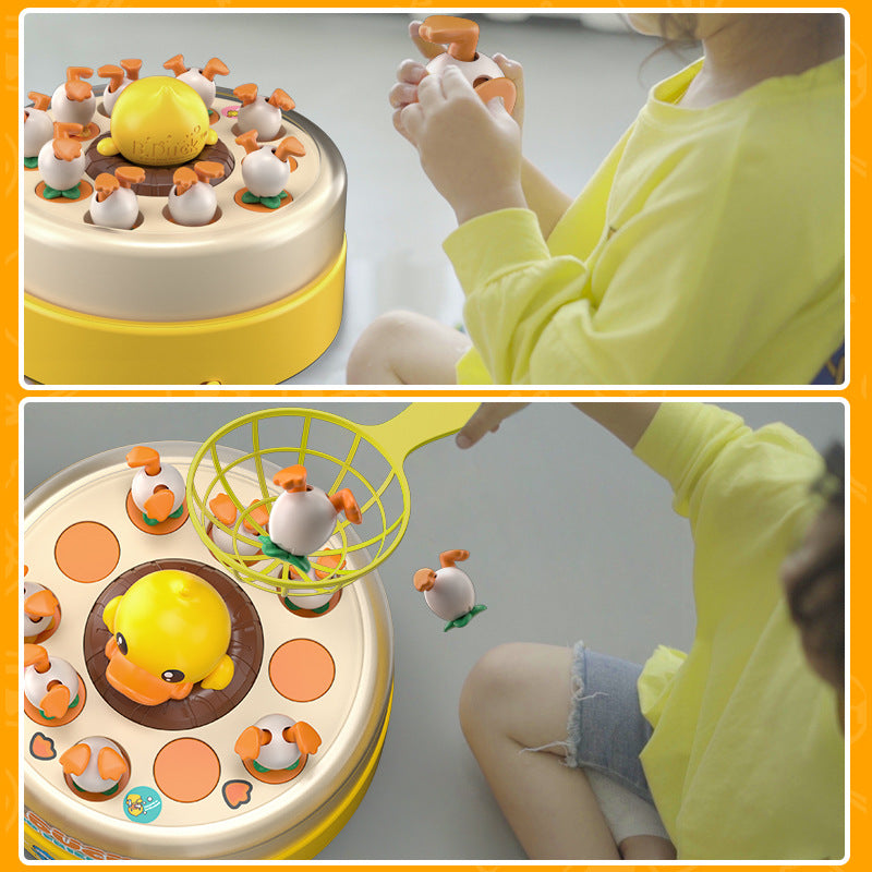 B. Duck Little Yellow Duck Focus Training Parent Child Interaction Baby Puzzle Bounce Fishing Disk Toy Gift