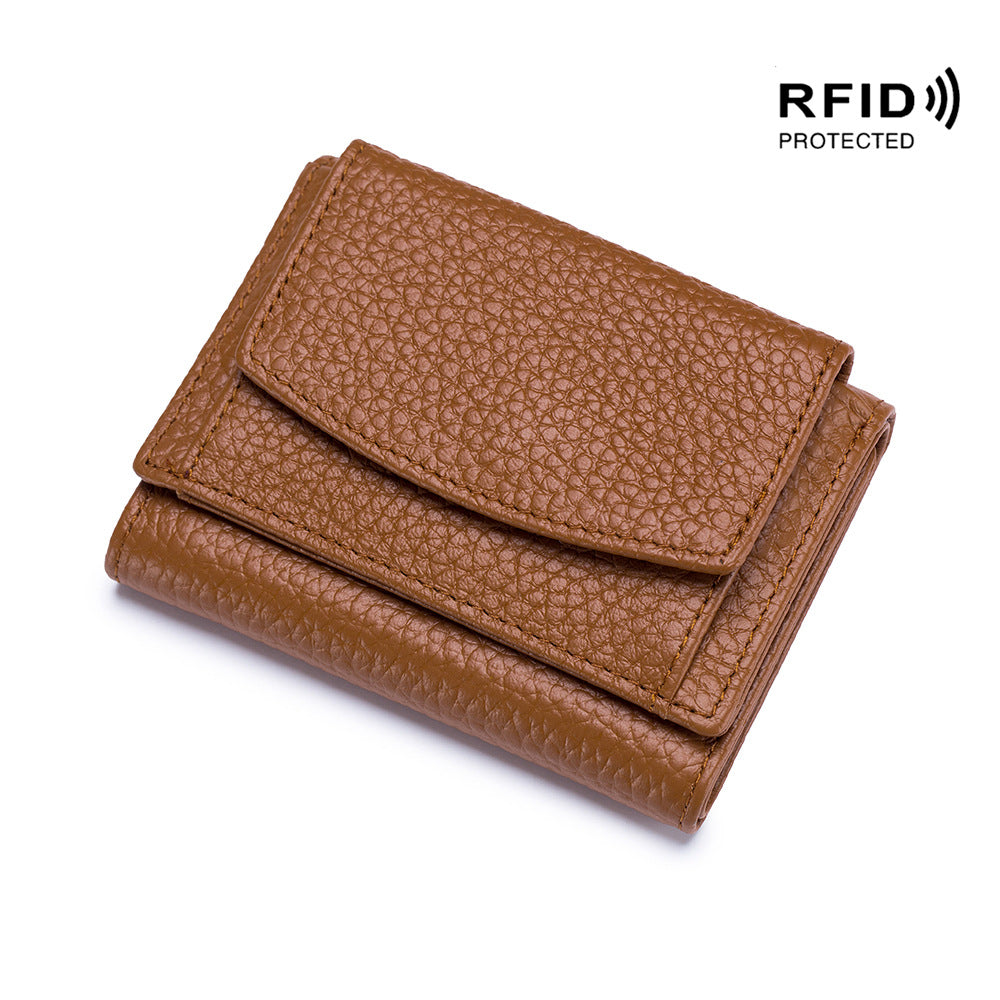 Small wallet women's genuine leather Japanese style fabric RFID coin bag wallet mini wallet short - V.I.P Digital Presence
