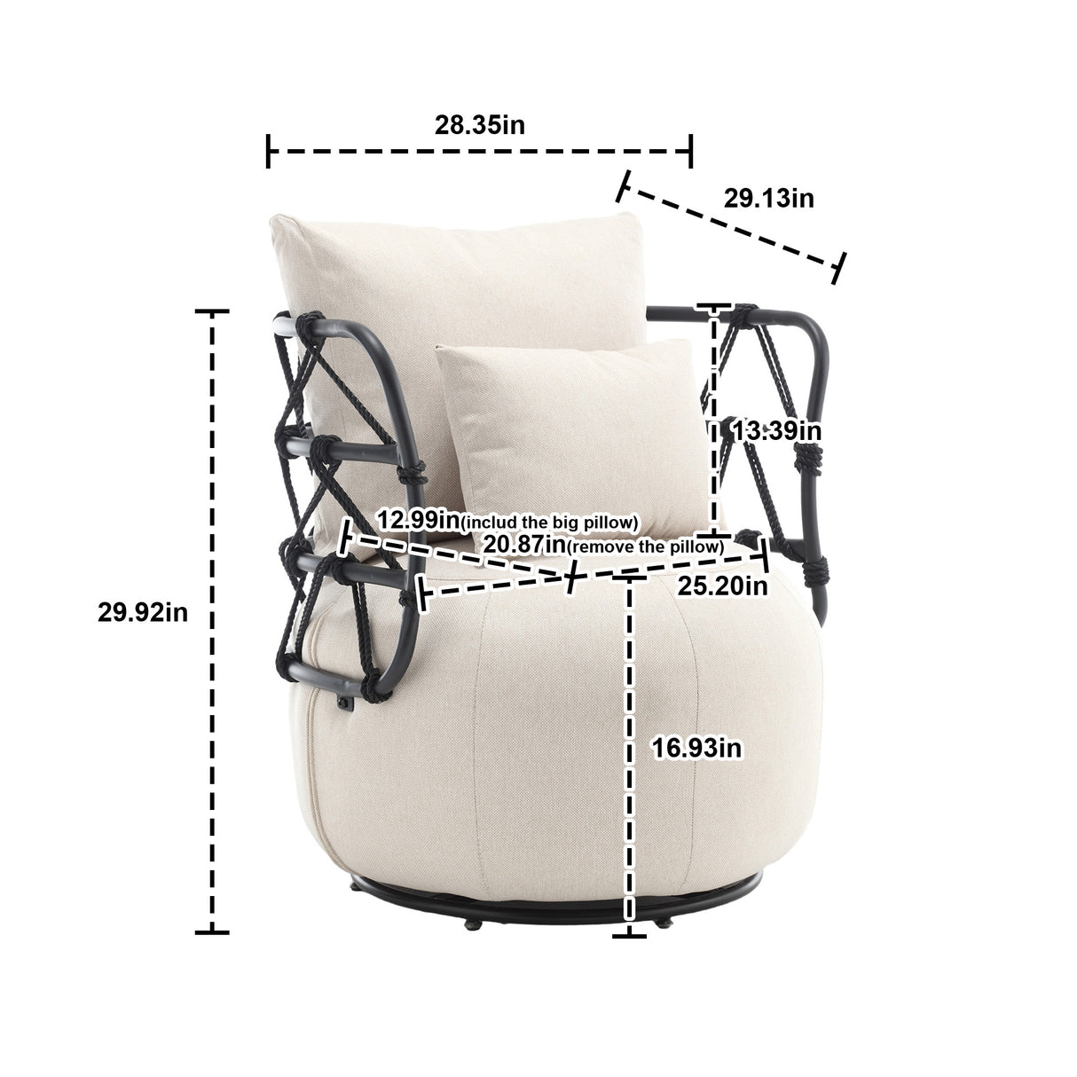 COOLMORE Upholstered Tufted Living Room Chair Textured Linen Fabric Accent Chair with Metal Stand - V.I.P Digital Presence