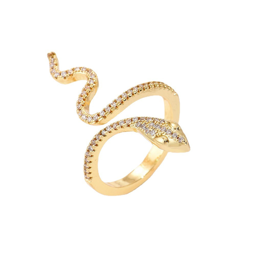 European and American snake shaped opening ring female INS niche personality ring - V.I.P Digital Presence
