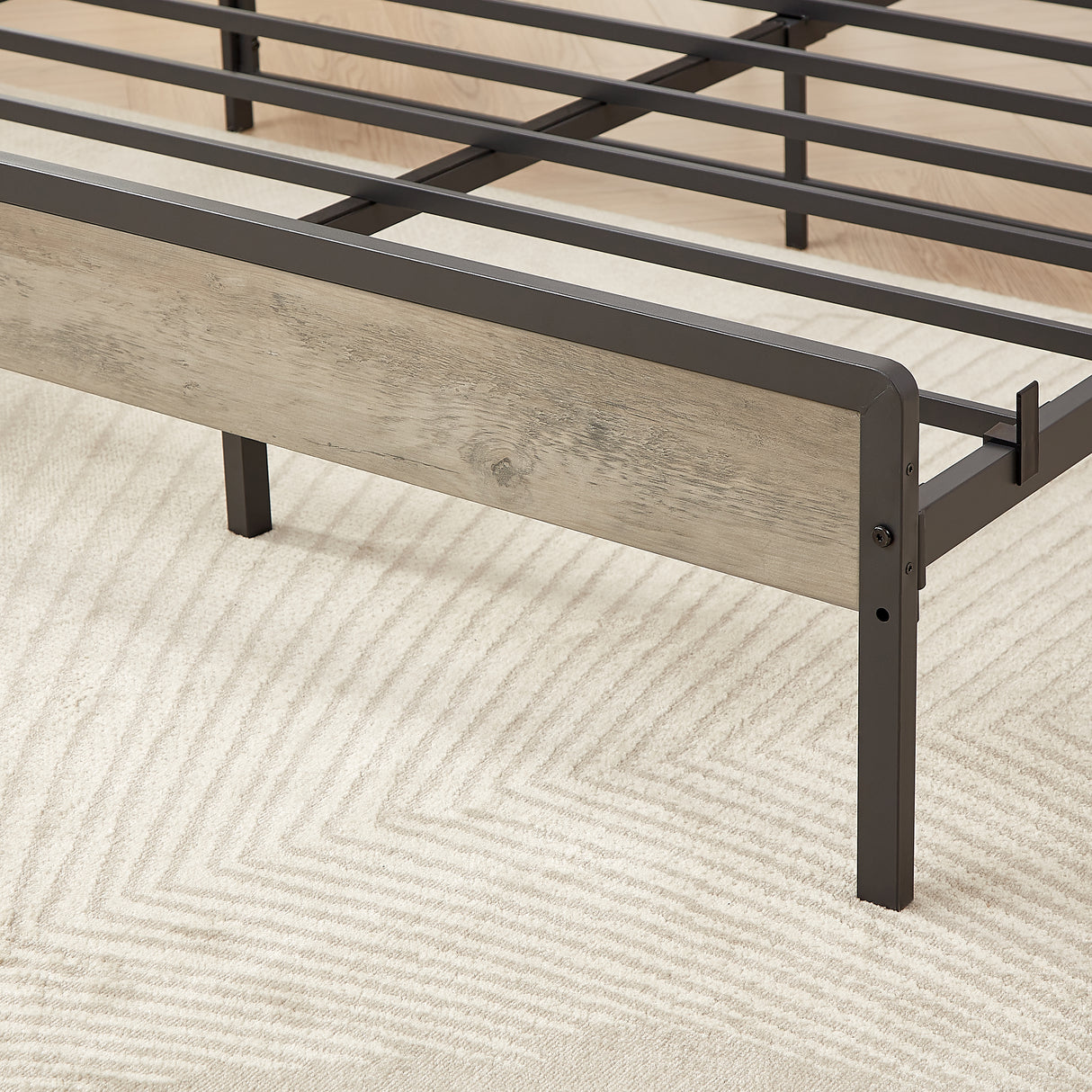 Bed frame with charging station full size, Grey, 83.1'' L x 56.1'' W x 39.2'' H. - V.I.P Digital Presence