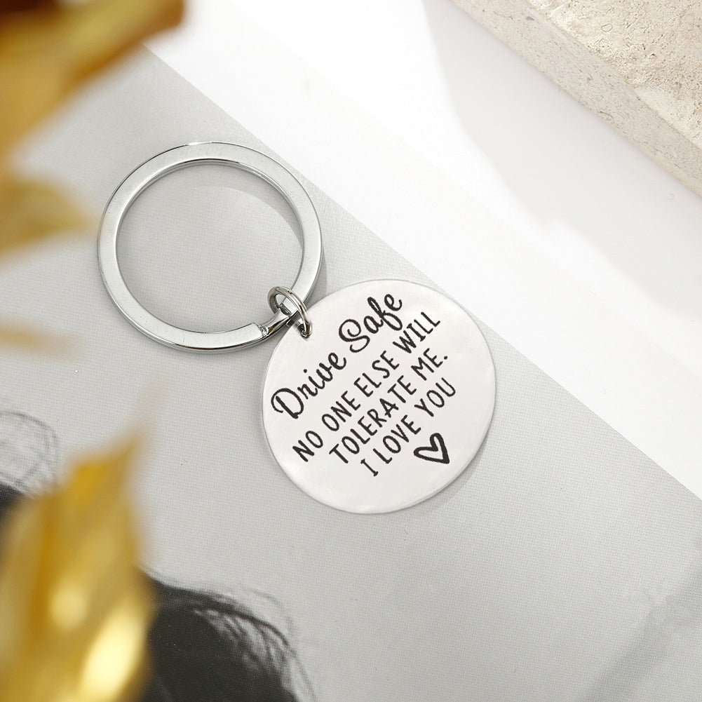 Driving safety stainless steel keychain Couple boyfriend girlfriend gift - V.I.P Digital Presence