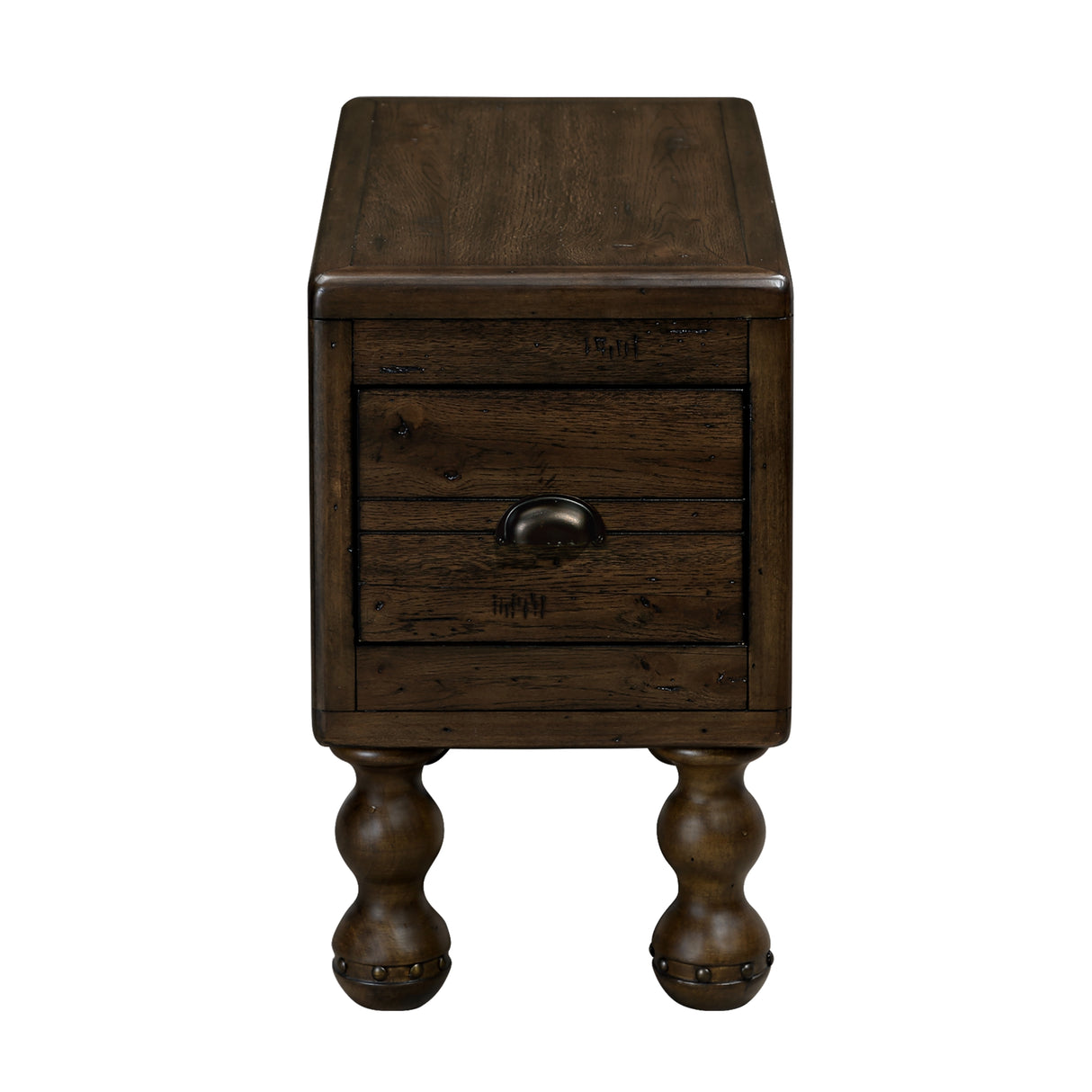 Solid wood end table, rectangular 23.6 inch narrow edge table with drawers, vintage bedside table, Espresso - V.I.P Digital Presence