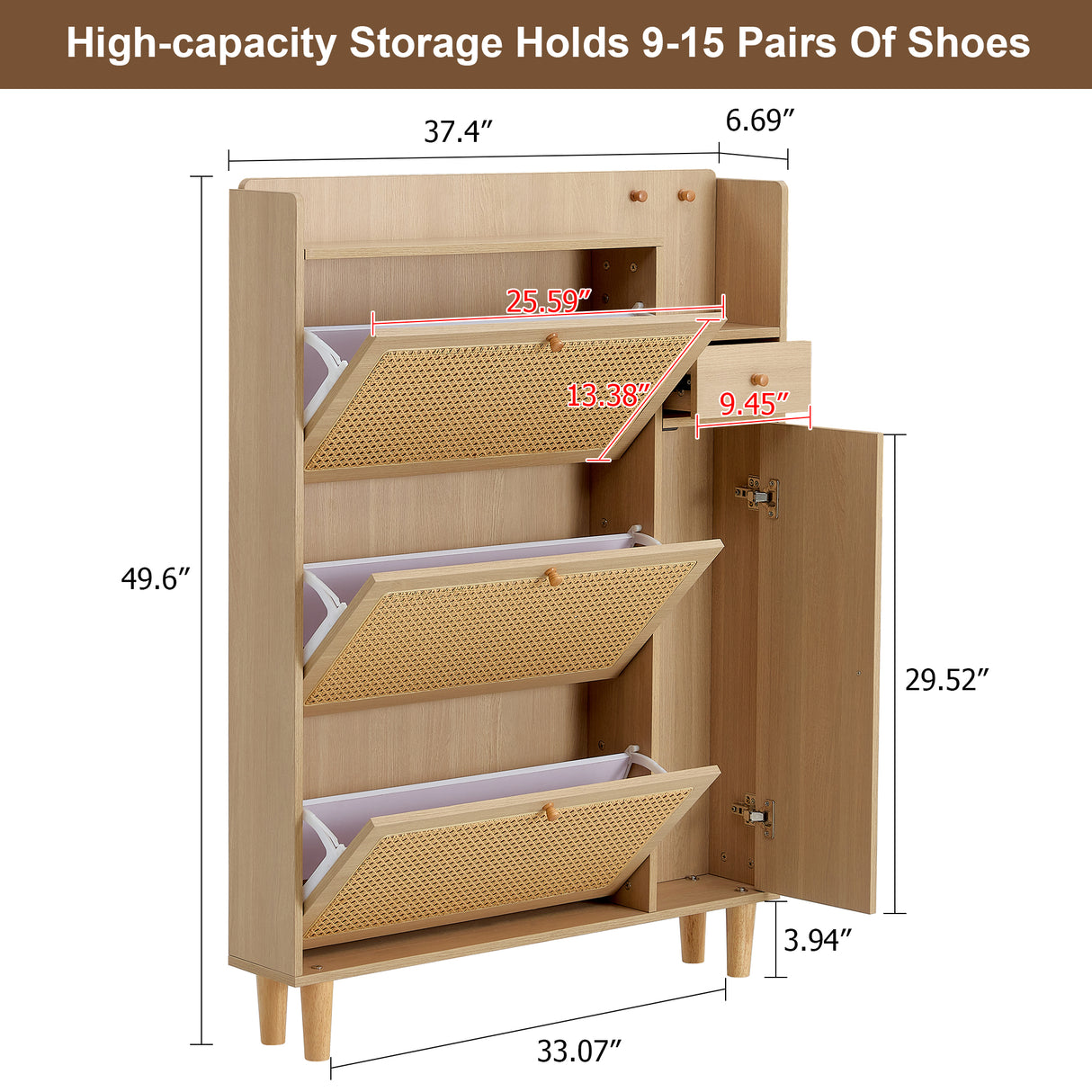 Modern minimalist storage cabinet MDF bed top cabinet Japanese rattan shoe cabinet, small home furniture - V.I.P Digital Presence