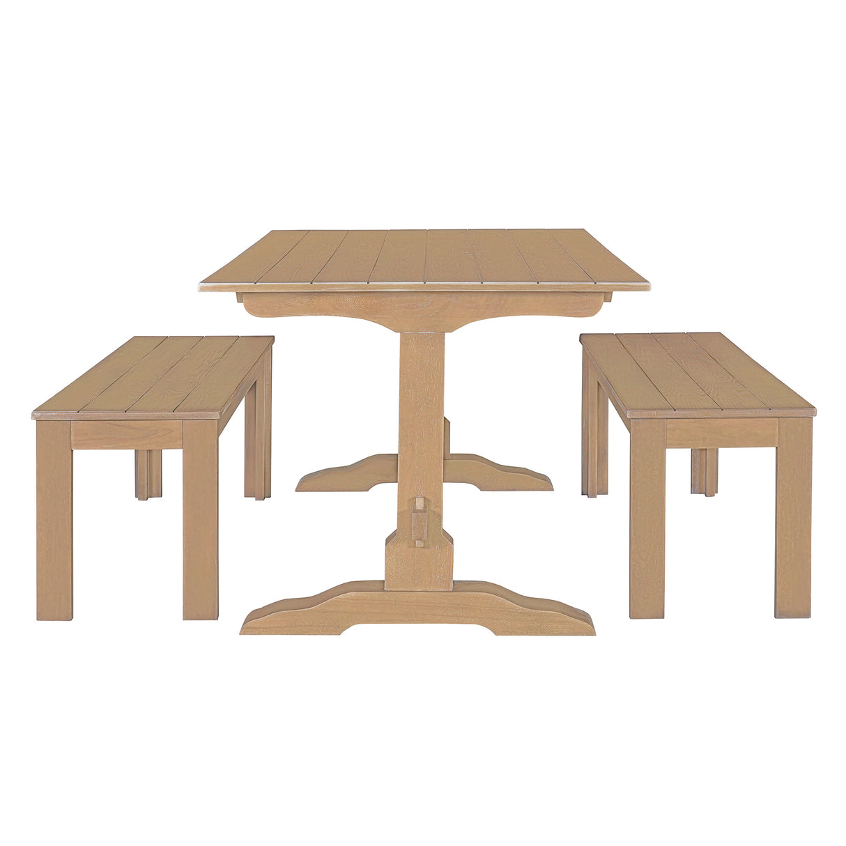 TREXM 3-piece retro dining table, rectangular stand table, and 2 4-person wooden stools (made of natural wood) - V.I.P Digital Presence