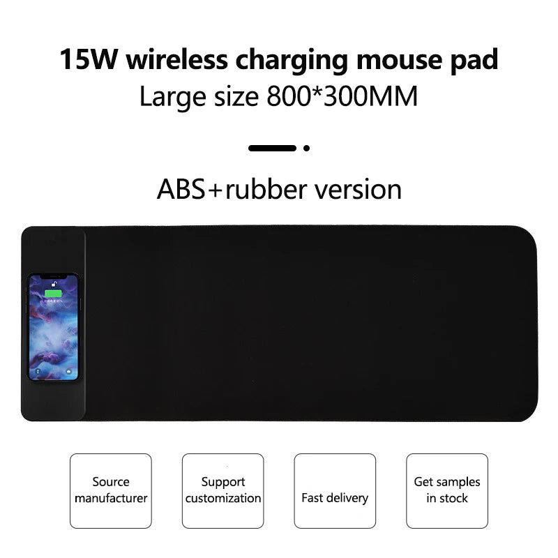 15W wireless charging mouse pad extra large fast charging computer gaming keyboard pad wireless charging rubber mouse pad - V.I.P Digital Presence