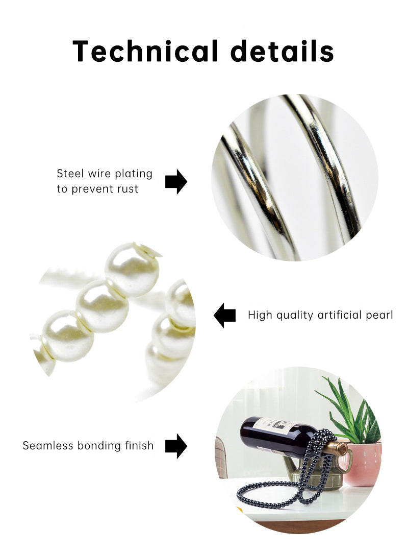Pearl Necklace Stainless Steel Wine Rack Wine Pedestal Clamp Holder Suspension Champagne Whisky Small Ornaments - V.I.P Digital Presence