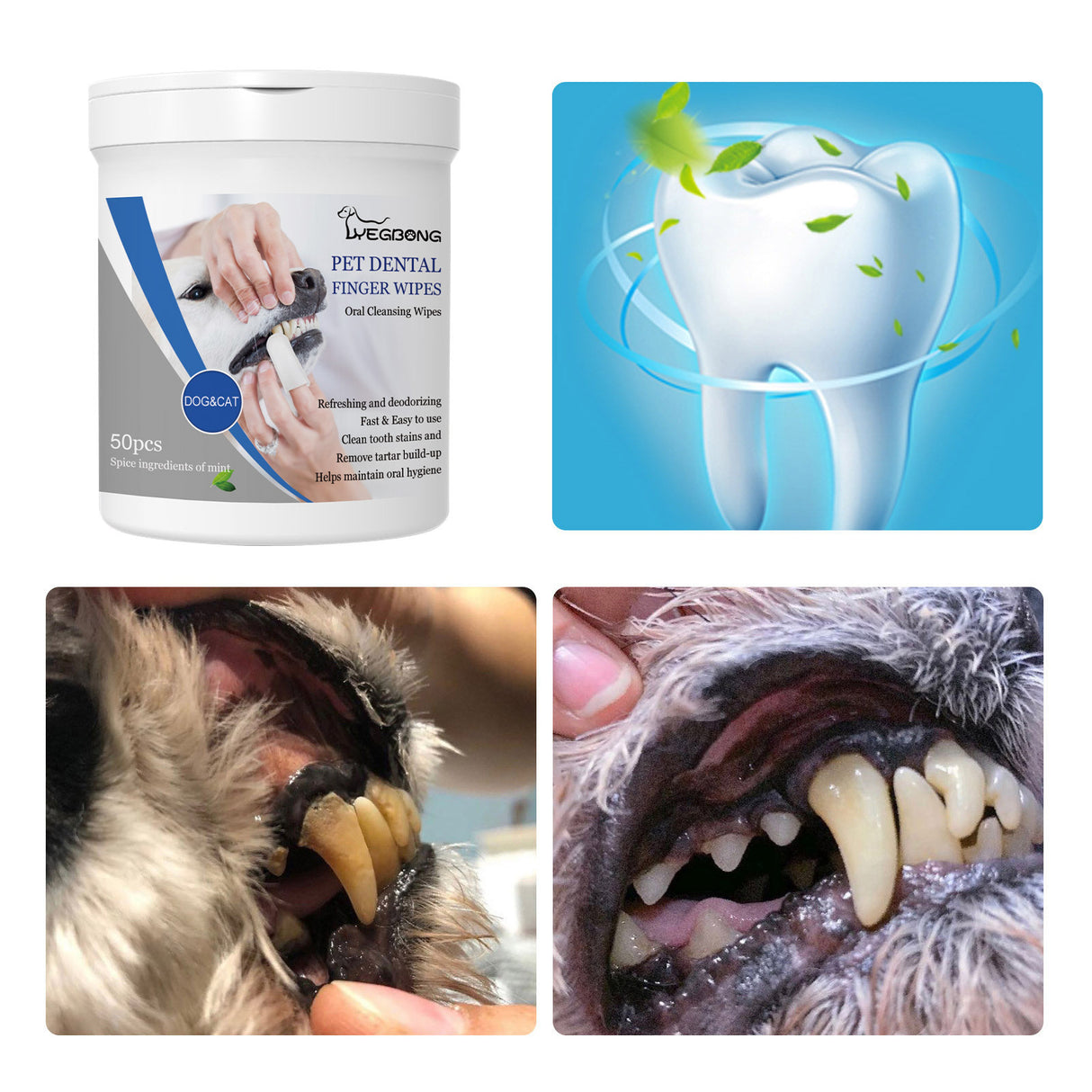 Pet Dental Finger Wipes, Bad Breath Tartar Teeth Yellow Dog Clean Mouth Care Finger Cover - V.I.P Digital Presence
