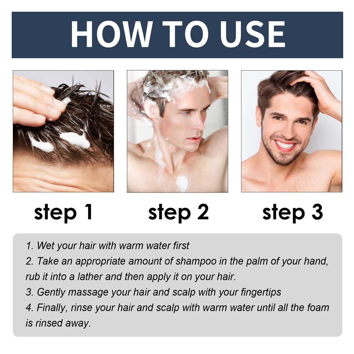 Men's Shampoo Deep Clean Moisturizing Root And Scalp Massage Nourishing Treatment Shampoo - V.I.P Digital Presence