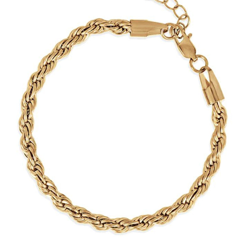 Hip hop gold Fried Dough Twists chain thick bracelet small jewelry chain - V.I.P Digital Presence
