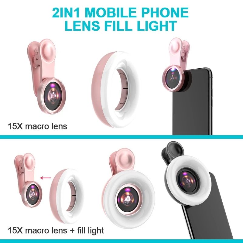 Mobile Phone Lens 15x Macro Lens Beauty Shooting Eyelashes Nails Make-Up Makeup Photo Fill Light LQ190 - V.I.P Digital Presence