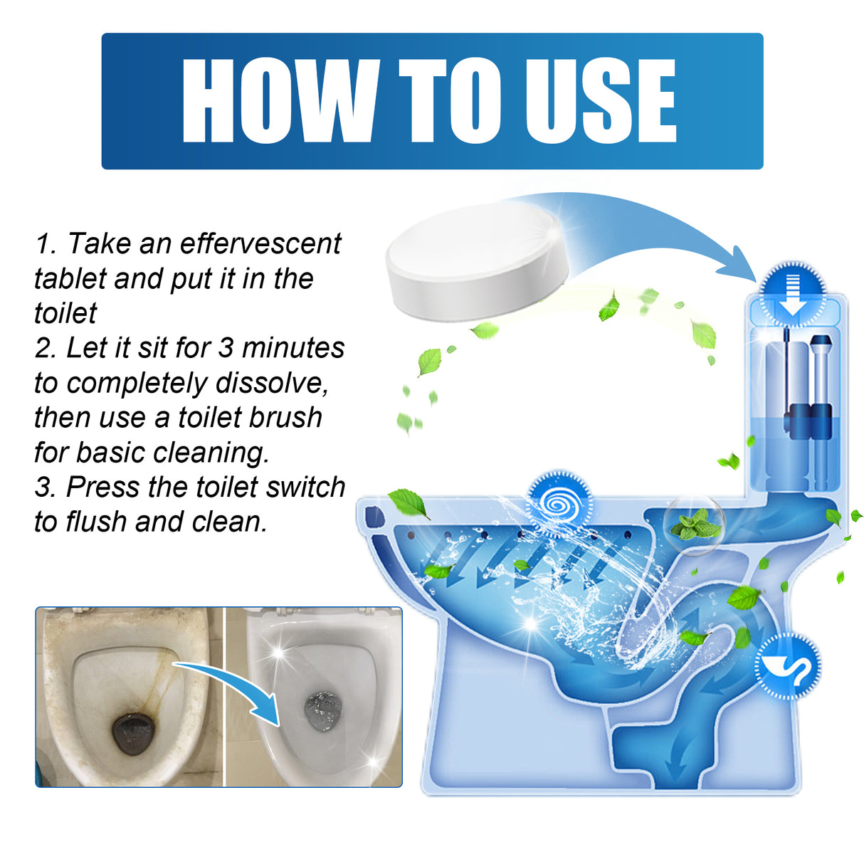 Automatic Toilet Bowl Cleaner, Toilet Cleaning Odor Urine Stains Dirt Cleaning Toilet Spirit Cleaner - V.I.P Digital Presence