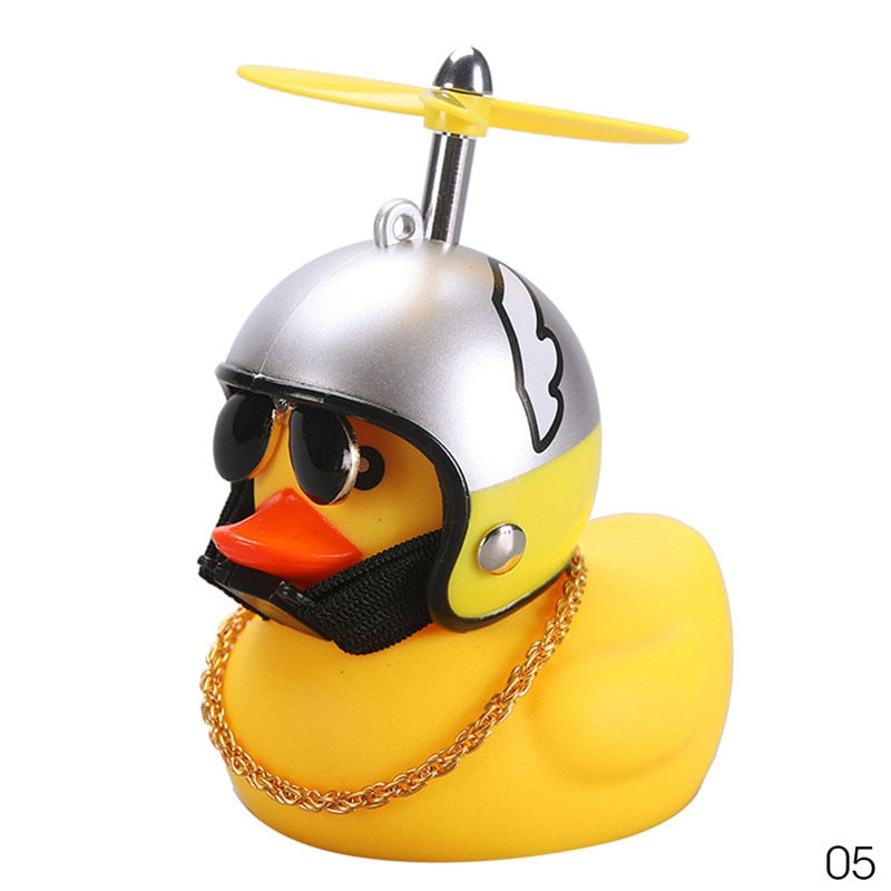 Car Duck with Helmet Broken Wind Small Yellow Duck Road Bike Motor Helmet Riding Cycling Car Accessories Decor Without Lights - V.I.P Digital Presence