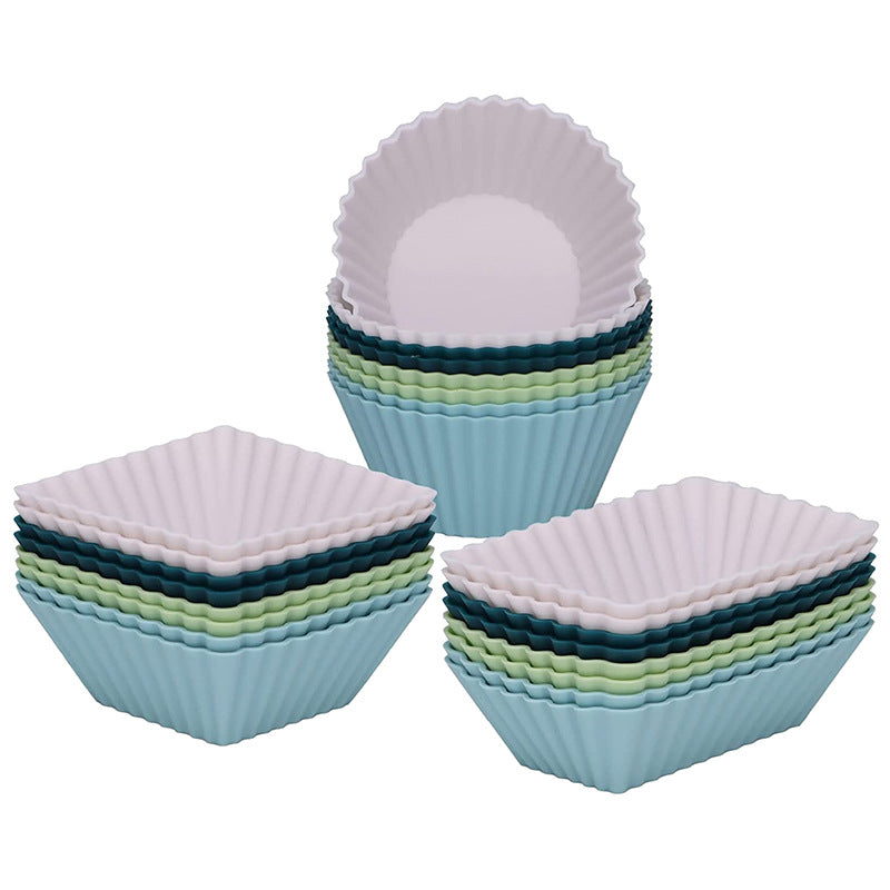 Silicone Muffin Cup Baking Square Round Square Thick Cake Mold Set cupcake - V.I.P Digital Presence