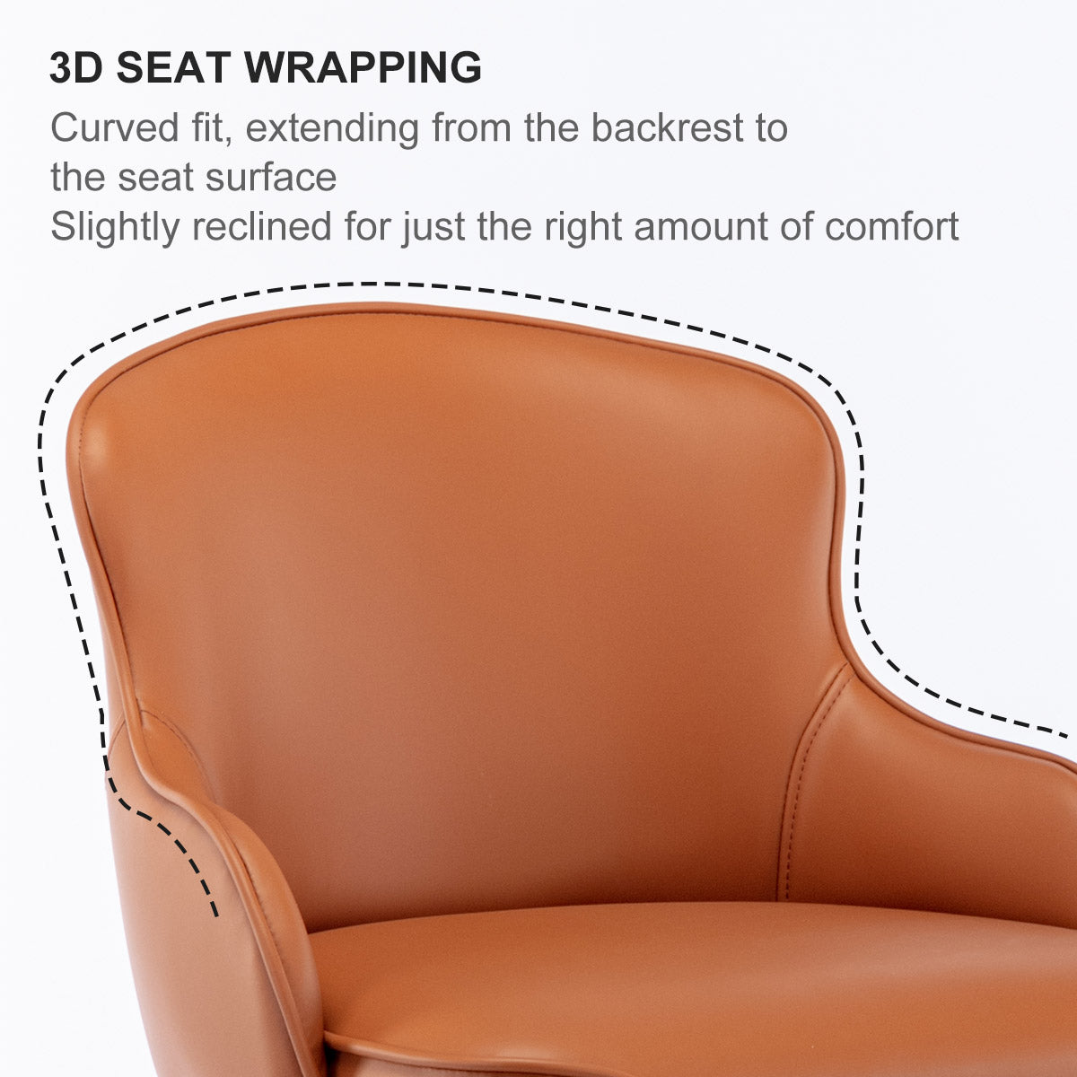 Modern leather bar chair with black titanium stainless steel backrest, adjustable height by rotation (1 piece in brown)