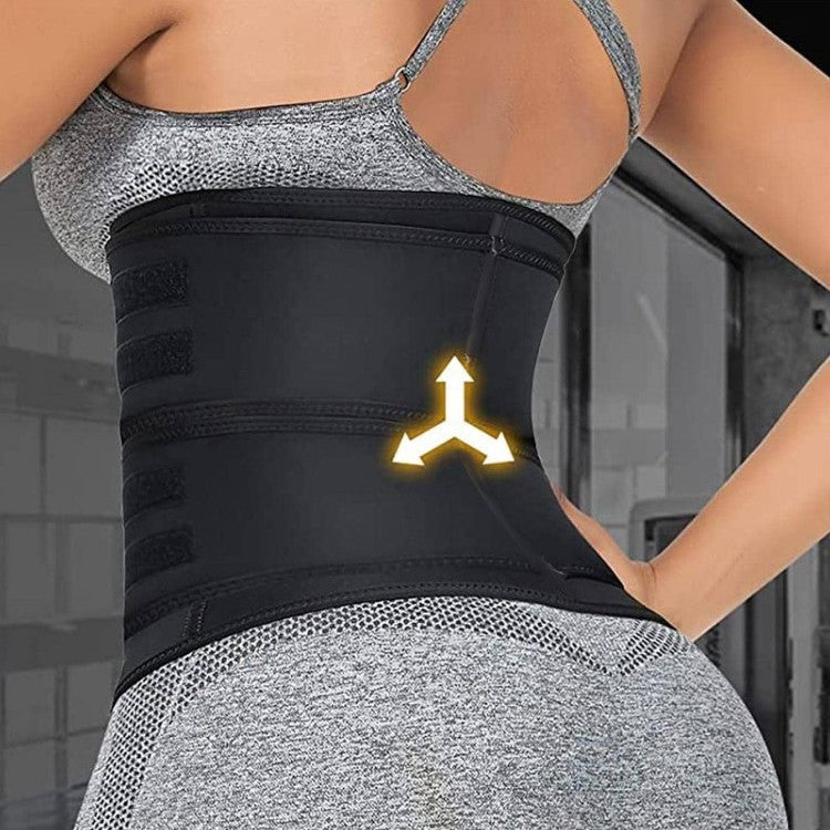 Cross-border sports women's waist trainer slimming belt sweaty adjustable zipper reinforced body shaping abdominal belt - V.I.P Digital Presence