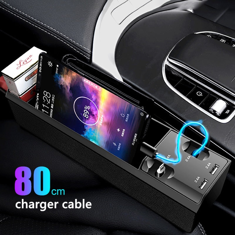 Fast Charging Car Seat Crevice Storage Box Seat Gap Slit Pocket Catcher Organizer Universal Car Seat Organizer Card Phone Holder - V.I.P Digital Presence